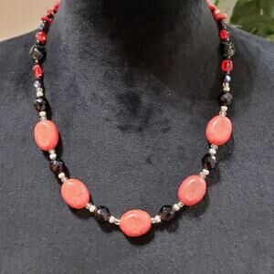 Womens Fashion Multicolor Round Moulded Beaded Collar Necklace w/ Lobster Clasp